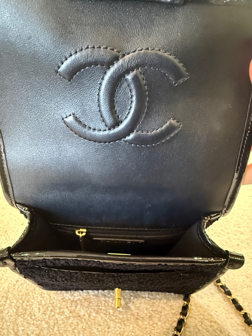 CHANEL School Memory Mini Top Handle Flap Quilted Tweed Bag - Picture 5 of 7
